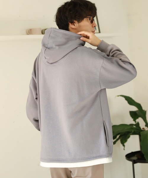 LAKOLE(ラコレ)の「裏起毛レイヤードパーカー / 239228(パーカー・メンズ・グリーン/サックスブルー/ブラウン/グレー/スモーク・LARGE/MEDIUM/X-LARGE)」の2枚目の写真