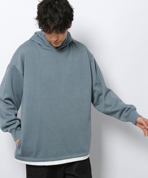 LAKOLE(ラコレ)の「裏起毛レイヤードパーカー / 239228(パーカー・メンズ・グリーン/サックスブルー/ブラウン/グレー/スモーク・LARGE/MEDIUM/X-LARGE)」の4枚目の写真