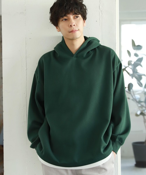 LAKOLE(ラコレ)の「裏起毛レイヤードパーカー / 239228(パーカー・メンズ・グリーン/サックスブルー/ブラウン/グレー/スモーク・LARGE/MEDIUM/X-LARGE)」の3枚目の写真