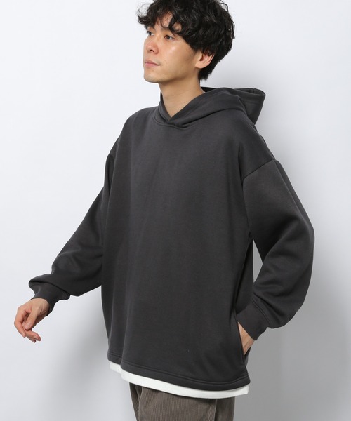 LAKOLE(ラコレ)の「裏起毛レイヤードパーカー / 239228(パーカー・メンズ・グリーン/サックスブルー/ブラウン/グレー/スモーク・LARGE/MEDIUM/X-LARGE)」の5枚目の写真