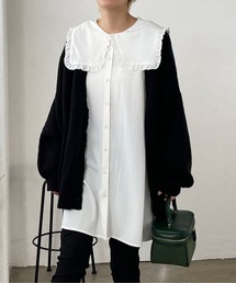 フリル襟チュニックブラウス
