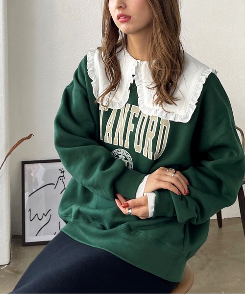 Shelly island(シェリーアイランド)の「フリル襟チュニックブラウス(シャツ/ブラウス・レディース・ホワイト/ブラック・M)」の7枚目の写真