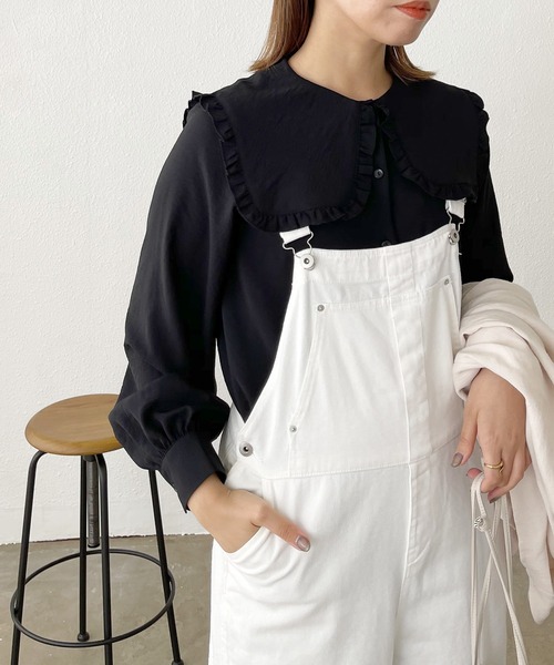 Shelly island(シェリーアイランド)の「フリル襟チュニックブラウス(シャツ/ブラウス・レディース・ホワイト/ブラック・M)」の11枚目の写真