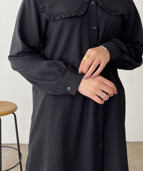 Shelly island(シェリーアイランド)の「フリル襟チュニックブラウス(シャツ/ブラウス・レディース・ホワイト/ブラック・M)」の15枚目の写真