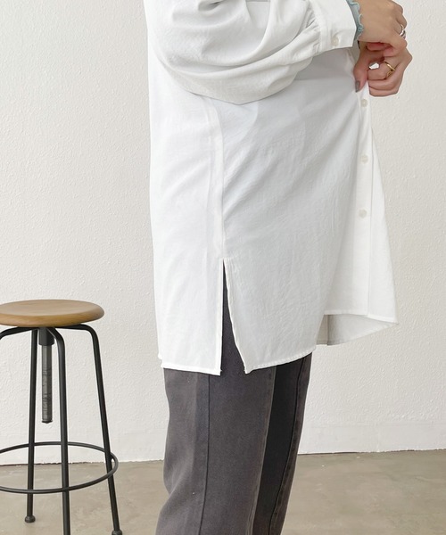 Shelly island(シェリーアイランド)の「フリル襟チュニックブラウス(シャツ/ブラウス・レディース・ホワイト/ブラック・M)」の9枚目の写真