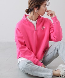 【WEB限定】ハーフジップ2WAY裏起毛ロゴスウェットプルオーバー[セットアップ着用可]