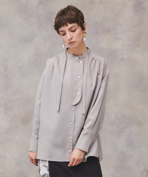 PUBLIC TOKYO（パブリックトウキョウ）の「フロントフラップロングシャツブラウス /ウォッシャブル（シャツ/ブラウス・レディース・ホワイト/ベージュ/サックスブルー・FREE）」の9枚目の写真