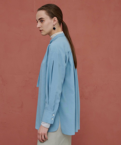 PUBLIC TOKYO（パブリックトウキョウ）の「フロントフラップロングシャツブラウス /ウォッシャブル（シャツ/ブラウス・レディース・ホワイト/ベージュ/サックスブルー・FREE）」の21枚目の写真