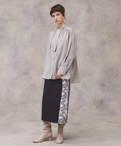 PUBLIC TOKYO（パブリックトウキョウ）の「フロントフラップロングシャツブラウス /ウォッシャブル（シャツ/ブラウス・レディース・ホワイト/ベージュ/サックスブルー・FREE）」の7枚目の写真