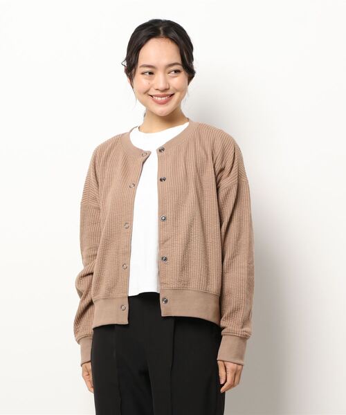 Samansa Mos2（サマンサ モスモス）の「起毛リブカーディガン（カーディガン/ボレロ・レディース・キナリ/ブラック/ベージュ・ﾌﾘ-）」の3枚目の写真
