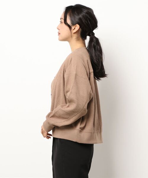 Samansa Mos2（サマンサ モスモス）の「起毛リブカーディガン（カーディガン/ボレロ・レディース・キナリ/ブラック/ベージュ・ﾌﾘ-）」の4枚目の写真