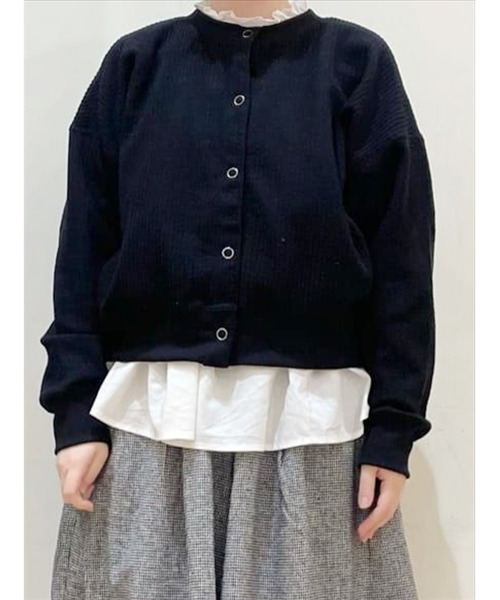 Samansa Mos2（サマンサ モスモス）の「起毛リブカーディガン（カーディガン/ボレロ・レディース・キナリ/ブラック/ベージュ・ﾌﾘ-）」の2枚目の写真