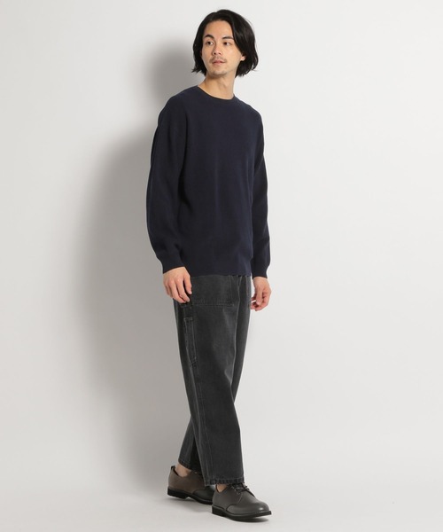 niko and...（ニコアンド）の「ベーシック畦編みニットプルオーバー（ニット/セーター・メンズ・ネイビー/オフホワイト・SMALL/MEDIUM/LARGE）」の6枚目の写真