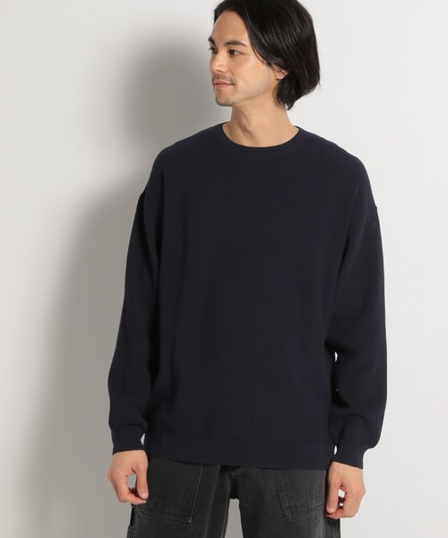 niko and...（ニコアンド）の「ベーシック畦編みニットプルオーバー（ニット/セーター・メンズ・ネイビー/オフホワイト・SMALL/MEDIUM/LARGE）」の8枚目の写真