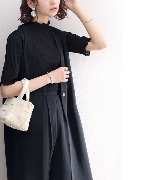 極美品◼️CFCL ロングベスト　ジレ　ブラック　サイズ1 完売 KOBE LETTUCE ジレ ベスト レディース ロングジレ 夏 春 Vネック