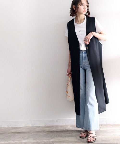 classicalelf（クラシカルエルフ）の「知的さを+1。大人こなれ感叶う定番ロングジレ（ベスト・レディース・ブラック/ベージュ/アイボリー・SMALL/MEDIUM/LARGE/X-LARGE）」の8枚目の写真