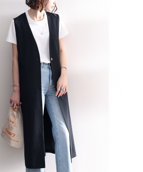 classicalelf（クラシカルエルフ）の「知的さを+1。大人こなれ感叶う定番ロングジレ（ベスト・レディース・ブラック/ベージュ/アイボリー・SMALL/MEDIUM/LARGE/X-LARGE）」の11枚目の写真