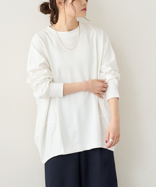 PUAL CE CIN（ピュアルセシン）の「SORONA　コクーンBIGプルオーバー（Tシャツ/カットソー・レディース・オフホワイト/ベージュ/サックスブルー/チャコールグレー・FREE）」の2枚目の写真