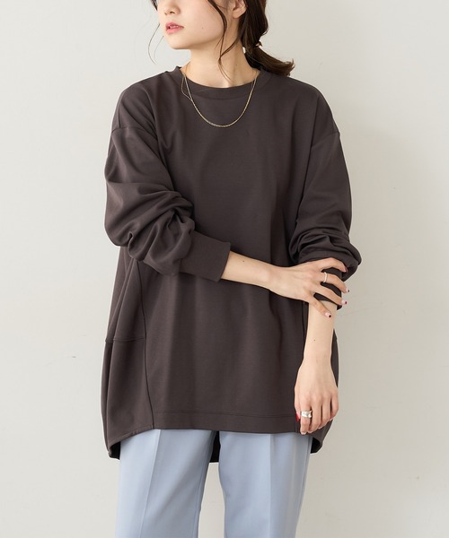 PUAL CE CIN（ピュアルセシン）の「SORONA　コクーンBIGプルオーバー（Tシャツ/カットソー・レディース・オフホワイト/ベージュ/サックスブルー/チャコールグレー・FREE）」の3枚目の写真