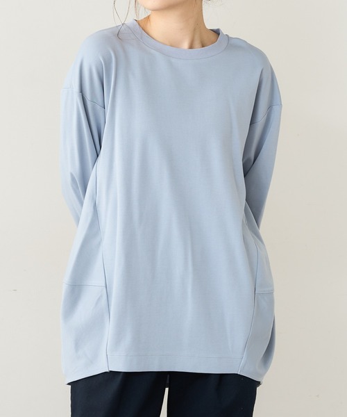 PUAL CE CIN（ピュアルセシン）の「SORONA　コクーンBIGプルオーバー（Tシャツ/カットソー・レディース・オフホワイト/ベージュ/サックスブルー/チャコールグレー・FREE）」の5枚目の写真