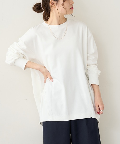 PUAL CE CIN（ピュアルセシン）の「SORONA　コクーンBIGプルオーバー（Tシャツ/カットソー・レディース・オフホワイト/ベージュ/サックスブルー/チャコールグレー・FREE）」の20枚目の写真