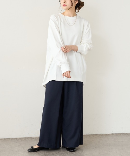 PUAL CE CIN（ピュアルセシン）の「SORONA　コクーンBIGプルオーバー（Tシャツ/カットソー・レディース・オフホワイト/ベージュ/サックスブルー/チャコールグレー・FREE）」の14枚目の写真