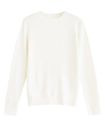 シルクタッチウォッシャブルリブニット クルーネック