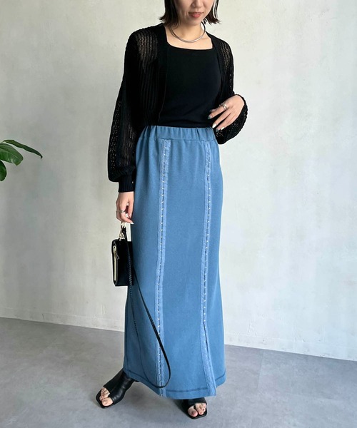 CAPRICIEUX LE'MAGE（カプリシューレマージュ）の「〈セットアイテム〉メッシュボレロキャミSET（ニット/セーター・レディース・オフホワイト/ブラック/グレー・FREE）」の9枚目の写真