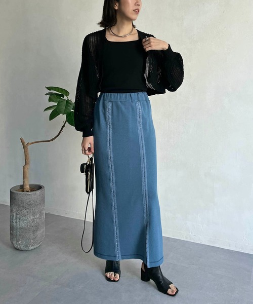 CAPRICIEUX LE'MAGE（カプリシューレマージュ）の「〈セットアイテム〉メッシュボレロキャミSET（ニット/セーター・レディース・オフホワイト/ブラック/グレー・FREE）」の11枚目の写真