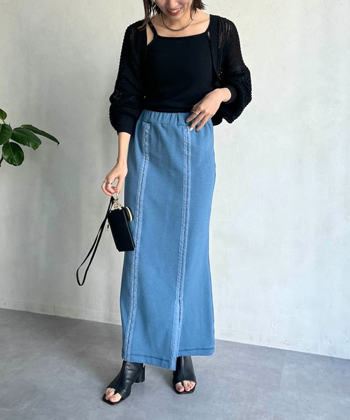 CAPRICIEUX LE'MAGE（カプリシューレマージュ）の「〈セットアイテム〉メッシュボレロキャミSET（ニット/セーター・レディース・オフホワイト/ブラック/グレー・FREE）」の12枚目の写真