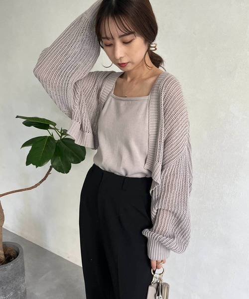 CAPRICIEUX LE'MAGE（カプリシューレマージュ）の「〈セットアイテム〉メッシュボレロキャミSET（ニット/セーター・レディース・オフホワイト/ブラック/グレー・FREE）」の13枚目の写真