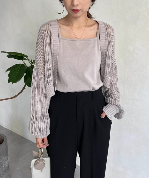 CAPRICIEUX LE'MAGE（カプリシューレマージュ）の「〈セットアイテム〉メッシュボレロキャミSET（ニット/セーター・レディース・オフホワイト/ブラック/グレー・FREE）」の15枚目の写真