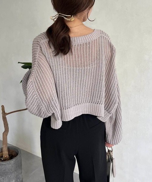 CAPRICIEUX LE'MAGE（カプリシューレマージュ）の「〈セットアイテム〉メッシュボレロキャミSET（ニット/セーター・レディース・オフホワイト/ブラック/グレー・FREE）」の16枚目の写真