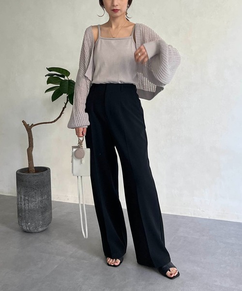 CAPRICIEUX LE'MAGE（カプリシューレマージュ）の「〈セットアイテム〉メッシュボレロキャミSET（ニット/セーター・レディース・オフホワイト/ブラック/グレー・FREE）」の18枚目の写真