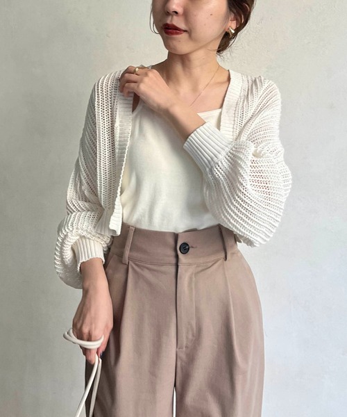 CAPRICIEUX LE'MAGE（カプリシューレマージュ）の「〈セットアイテム〉メッシュボレロキャミSET（ニット/セーター・レディース・オフホワイト/ブラック/グレー・FREE）」の22枚目の写真