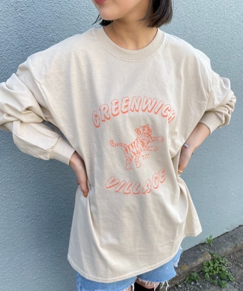 ECRIRE(エクリール)の「【komiコラボ】GILDANタイガーモチーフプリントロンT(Tシャツ/カットソー・レディース・ブラック/ベージュ/グレー・フリー)」の7枚目の写真