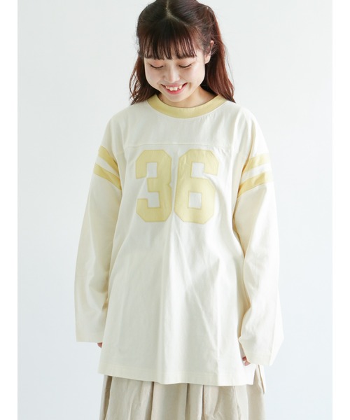 Samansa Mos2(サマンサ モスモス)の「ナンバーパッチワークTシャツ(Tシャツ/カットソー・レディース・ベージュ/オフホワイト/イエロー・フリ-)」の3枚目の写真