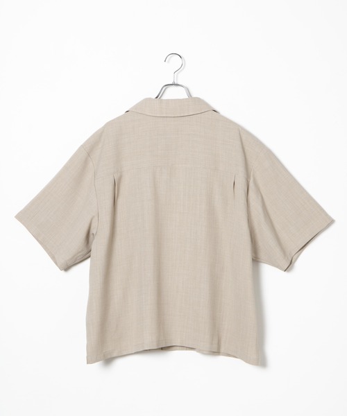 WEGO(ウィゴー)の「WEGO/リネンライク半袖オープンカラーシャツ(シャツ/ブラウス・メンズ・スミクロ/アイボリー・LARGE/MEDIUM)」の6枚目の写真