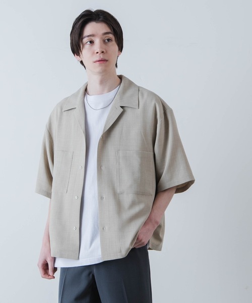 WEGO(ウィゴー)の「WEGO/リネンライク半袖オープンカラーシャツ(シャツ/ブラウス・メンズ・スミクロ/アイボリー・LARGE/MEDIUM)」の16枚目の写真