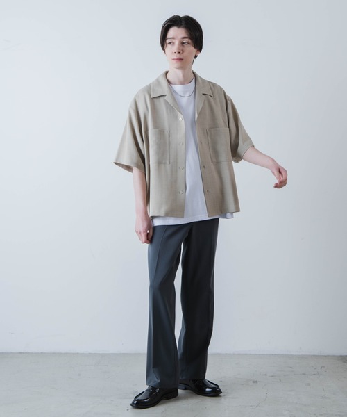 WEGO(ウィゴー)の「WEGO/リネンライク半袖オープンカラーシャツ(シャツ/ブラウス・メンズ・スミクロ/アイボリー・LARGE/MEDIUM)」の13枚目の写真