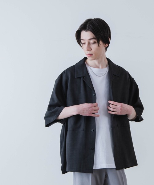WEGO(ウィゴー)の「WEGO/リネンライク半袖オープンカラーシャツ(シャツ/ブラウス・メンズ・スミクロ/アイボリー・LARGE/MEDIUM)」の21枚目の写真
