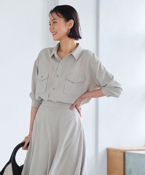 RASW(ラス)の「RASW リネンライクシャツ(シャツ/ブラウス・レディース・ホワイト/グリーン/グレイッシュベージュ・M/L)」の10枚目の写真
