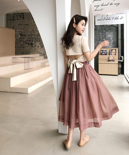 Dita（ディータ）の「ビッグリボンバックデザイントップス（Tシャツ/カットソー・レディース・ブラック/グレイッシュブルー/アイボリー・L/M）」の15枚目の写真
