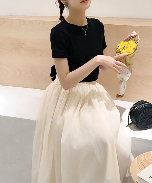 Dita（ディータ）の「ビッグリボンバックデザイントップス（Tシャツ/カットソー・レディース・ブラック/グレイッシュブルー/アイボリー・L/M）」の18枚目の写真