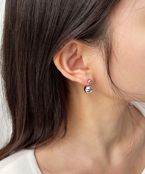 CEMONEMO(セモネモ)の「2way ダブルボール バックキャッチピアス(ピアス(両耳用)・レディース・ゴールド/シルバー/ホワイト・FREE)」の3枚目の写真