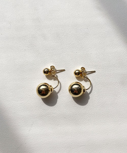 CEMONEMO(セモネモ)の「2way ダブルボール バックキャッチピアス(ピアス(両耳用)・レディース・ゴールド/シルバー/ホワイト・FREE)」の5枚目の写真