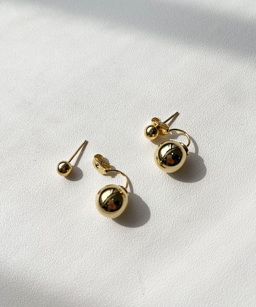 CEMONEMO(セモネモ)の「2way ダブルボール バックキャッチピアス(ピアス(両耳用)・レディース・ゴールド/シルバー/ホワイト・FREE)」の6枚目の写真