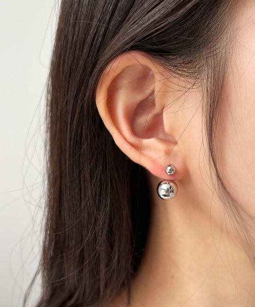 CEMONEMO(セモネモ)の「2way ダブルボール バックキャッチピアス(ピアス(両耳用)・レディース・ゴールド/シルバー/ホワイト・FREE)」の7枚目の写真