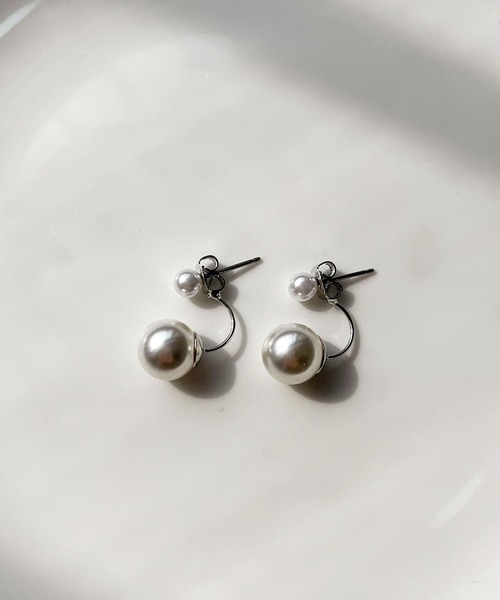 CEMONEMO(セモネモ)の「2way ダブルボール バックキャッチピアス(ピアス(両耳用)・レディース・ゴールド/シルバー/ホワイト・FREE)」の14枚目の写真