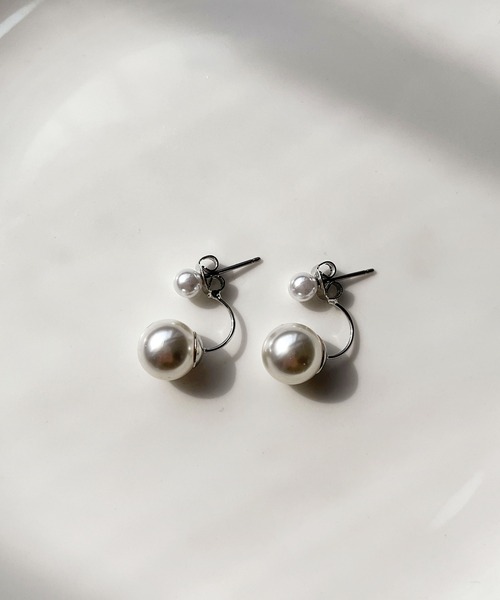 CEMONEMO(セモネモ)の「2way ダブルボール バックキャッチピアス(ピアス(両耳用)・レディース・ゴールド/シルバー/ホワイト・FREE)」の15枚目の写真